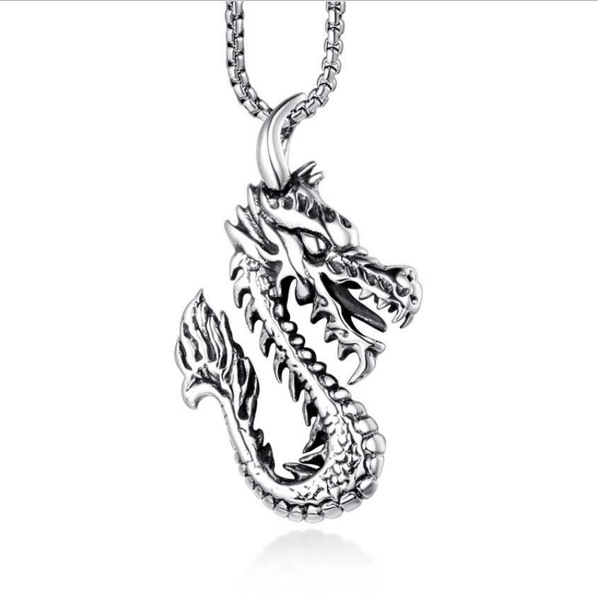 Wholesale Retro Hip Hop Stainless Steel Skull Necklace Bohemian Style